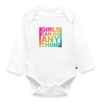 Girls can do anything - Frauenpower - Girls Power - Baby Bio-Langarm-Body - Weiß - Vorne