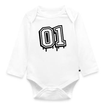 01 eins nummer 1 - Baby Bio-Langarm-Body - Weiß - Vorne