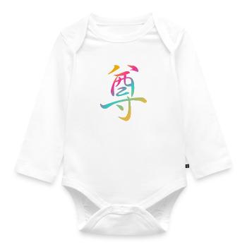 "Respect" - Icône de caractères chinois Kanji - Body Bébé bio manches longues - blanc - Devant