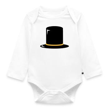 Zylinder Hut - Top hat - Haut-de-forme - Baby Bio-Langarm-Body - Weiß - Vorne