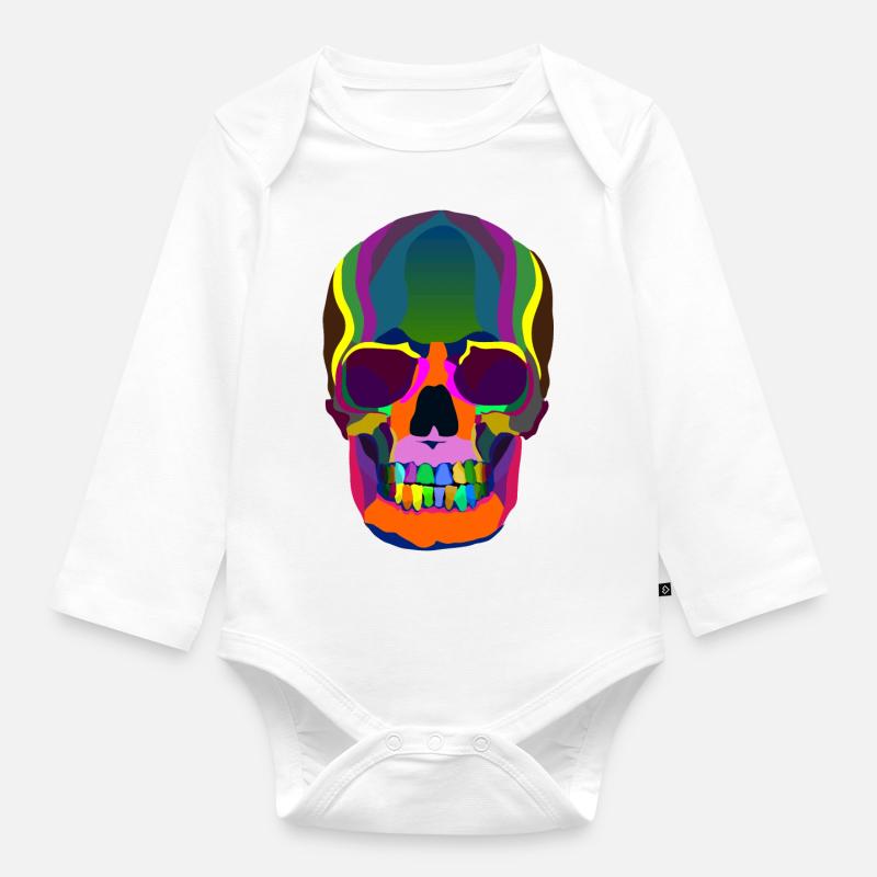 Rainbowskull Rainbowskull - Body Bébé bio manches longues - blanc