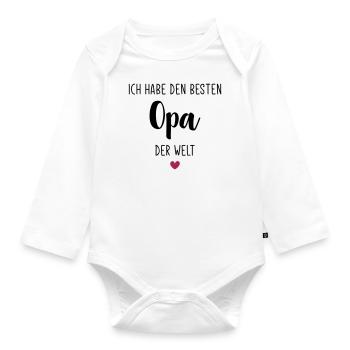 Ich habe den Besten Opa der Welt / Bester Opa 2021 - Baby Bio-Langarm-Body - Weiß - Vorne