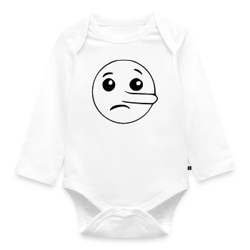 Emoji lying sketch black - Organic Longsleeve Baby Bodysuit - white - Front