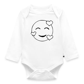 Emoji amoureux croquis noir - Body Bébé bio manches longues - blanc - Devant