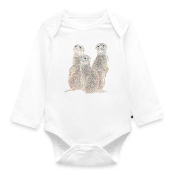 Erdmännchen - Mangusten - Afrika - Baby Bio-Langarm-Body - Weiß - Vorne