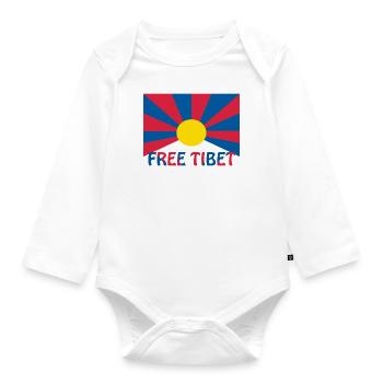 free tibet flagge - Baby Bio-Langarm-Body - Weiß - Vorne