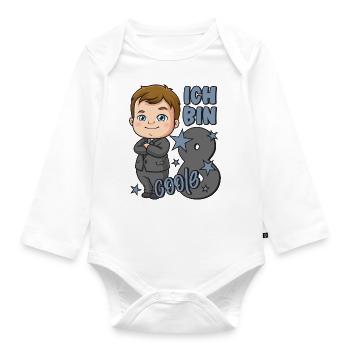 8. Geburtstag Junge 8 Jahre Jungs Ich bin coole 8 - Baby Bio-Langarm-Body - Weiß - Vorne