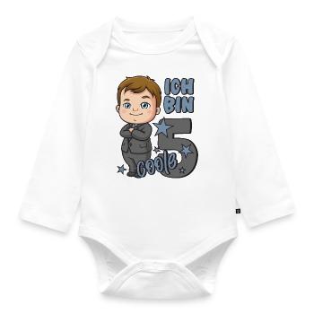 5. Geburtstag Junge 5 Jahre Jungs Ich bin coole 5 - Baby Bio-Langarm-Body - Weiß - Vorne
