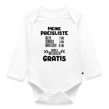 Windeln Preisliste Gratis Wechseln Schmusen Baby - Baby Bio-Langarm-Body - Weiß - Vorne