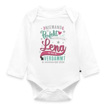 Lena Vorname lustiger Spruch Namenstag Geschenk - Baby Bio-Langarm-Body - Weiß - Vorne