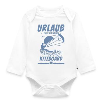 Urlaub fängt auf meinem Kiteboard an - Baby Bio-Langarm-Body - Weiß - Vorne