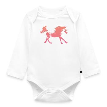 Arabian Horse Running Rose - Baby Bio-Langarm-Body - Weiß - Vorne
