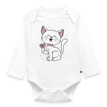 Carneval Kitten Heart Cats Confetti please Cat - Organic Longsleeve Baby Bodysuit - white - Front