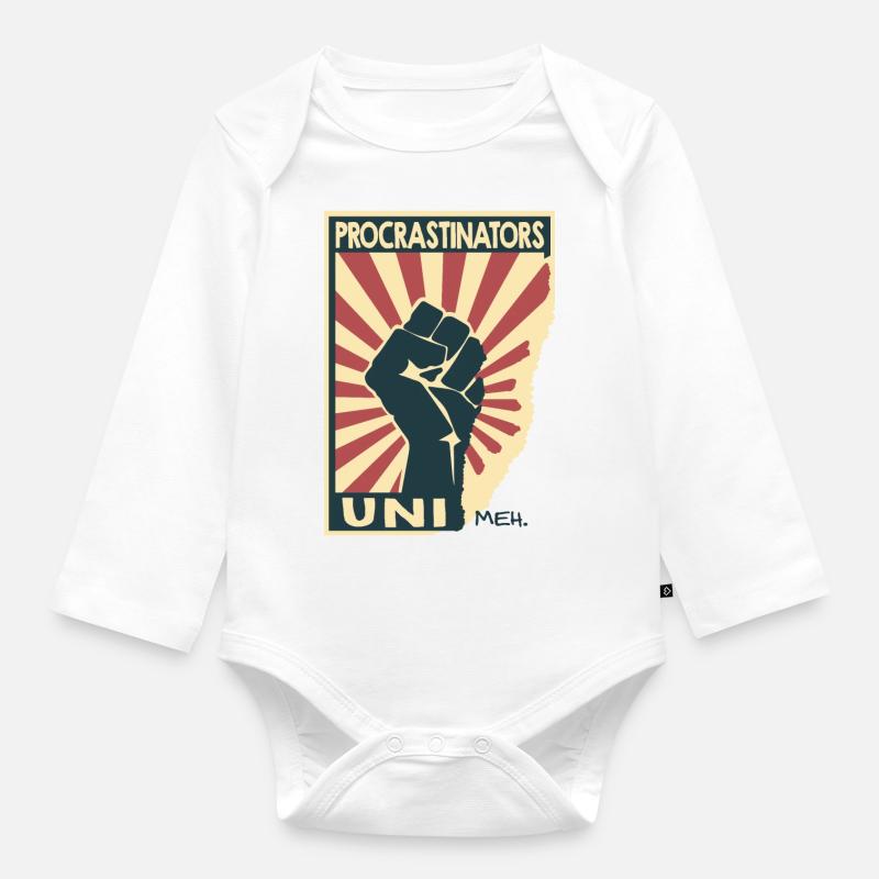 Procrastinateurs uni... meh - Body Bébé bio manches longues - blanc