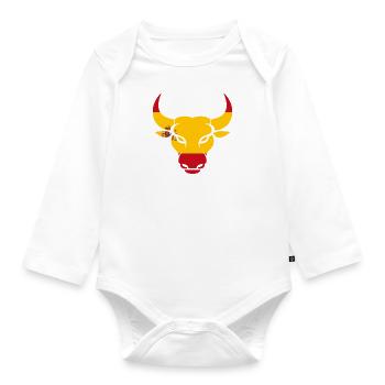 Espagne Drapeau espagnol Souvenir Toro España Têtes de taureau - Body Bébé bio manches longues - blanc - Devant