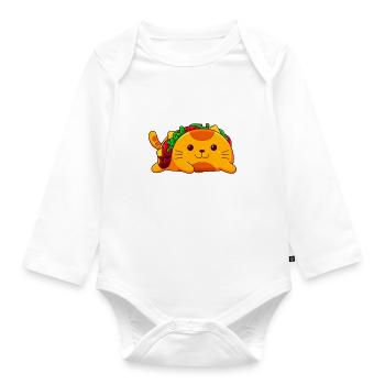 TacoCat Spelled Backwards Is TacoCat - Palindromes - Organic Longsleeve Baby Bodysuit - white - Front