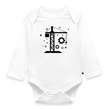 Kran - Baustelle Container Umschlag Logistik - Baby Bio-Langarm-Body - Weiß - Vorne