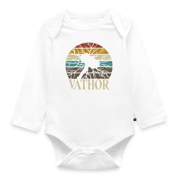 Fathor Vathor Vater Thor Hammer Vatertag Geschenk - Baby Bio-Langarm-Body - Weiß - Vorne