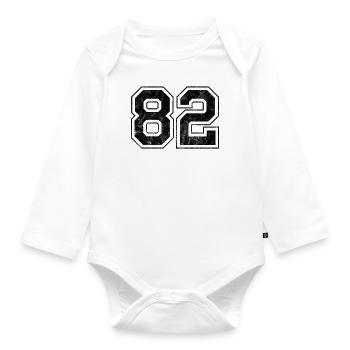 Number 82 - Organic Longsleeve Baby Bodysuit - white - Front