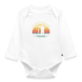 The best days are for fishing there anglers say - Organic Longsleeve Baby Bodysuit - white - Front