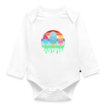 Crème glacée fondante Vacances d’été chaudes Rétro Vintag - Body Bébé bio manches longues - blanc - Devant