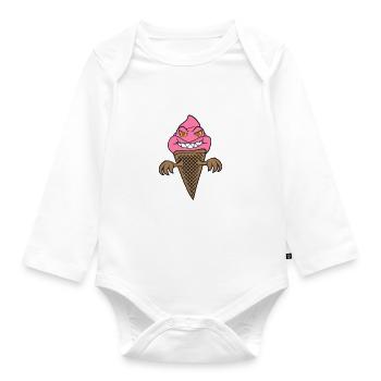 Funny Scary Ice Cream Cone Summertime Horror Spook - Organic Longsleeve Baby Bodysuit - white - Front