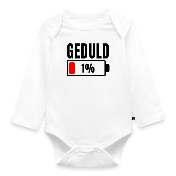 Patience à 1% Phrase drôle et idée ironique hors de - Body Bébé bio manches longues - blanc - Devant