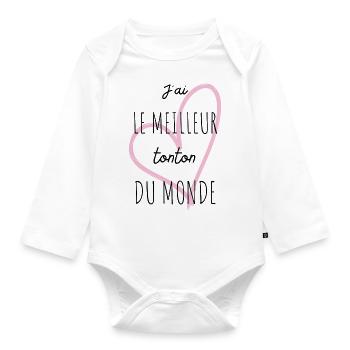 J'ai le meilleur tonton du monde - Body Bébé bio manches longues - blanc - Devant