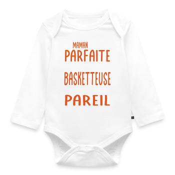 Ma maman n'est pas parfaite - Basketteuse - Body Bébé bio manches longues - blanc - Devant
