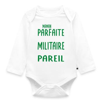 Ma maman n'est pas parfaite - Militaire - Body Bébé bio manches longues - blanc - Devant