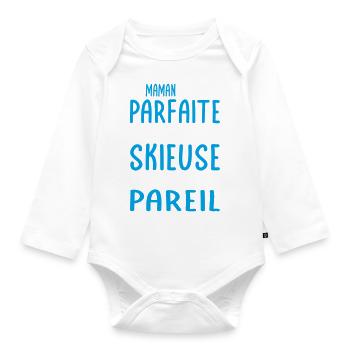Ma maman n'est pas parfaite - Skieuse - Body Bébé bio manches longues - blanc - Devant