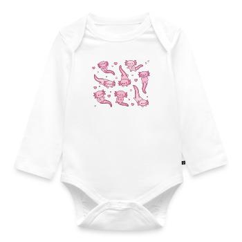 Süßes Schwimmen Axolotls Doodle - Baby Bio-Langarm-Body - Weiß - Vorne
