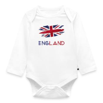 Segnala Patriot Gift Home Country Flag Inghilterra - Body ecologico per neonato a manica lunga - bianco - Fronte