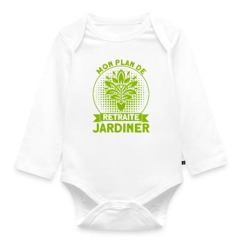 Gartenarbeit Gärtner Schrebergarten Geschenk - Baby Bio-Langarm-Body - Weiß - Vorne