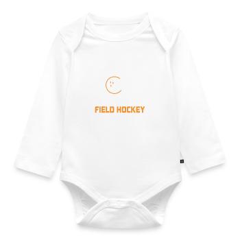 Leben ist besser mit Feldhockey Spruch Geschenk - Baby Bio-Langarm-Body - Weiß - Vorne