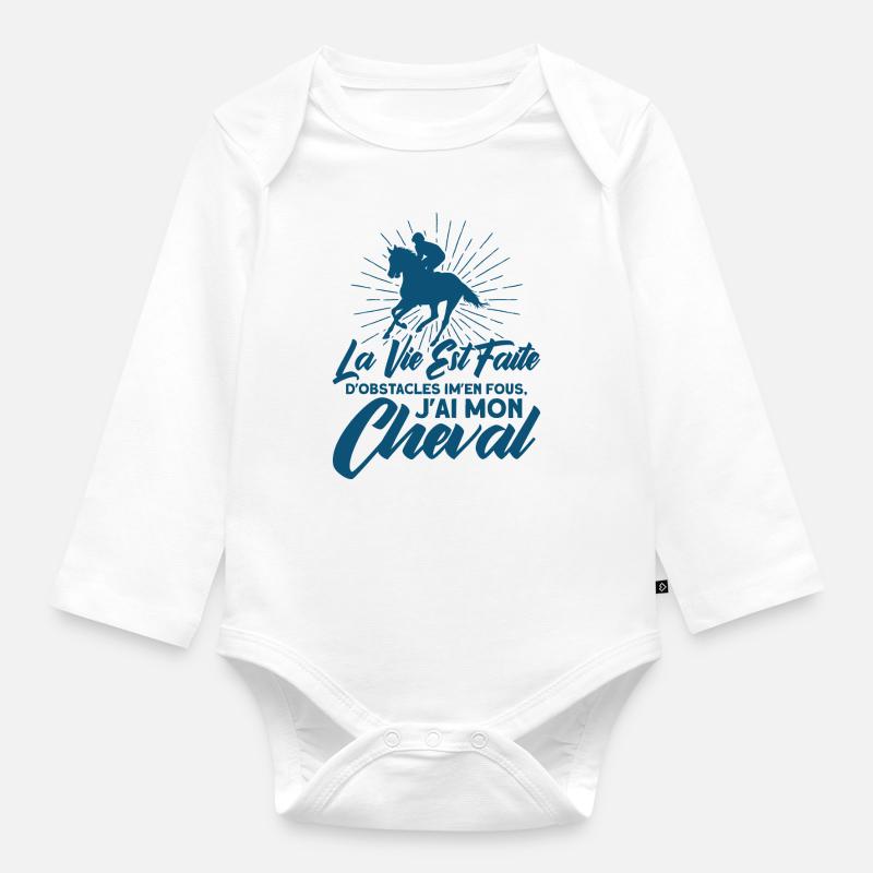 Cadeau de cavalier d’équitation - Body Bébé bio manches longues - blanc