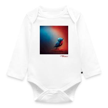 Elegant lonely robot bird waiting - Organic Longsleeve Baby Bodysuit - white - Front