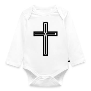 Cross - Organic Longsleeve Baby Bodysuit - white - Front