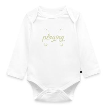 Hör nie auf das Spiel zu spielen Feldhockey Spruch - Baby Bio-Langarm-Body - Weiß - Vorne