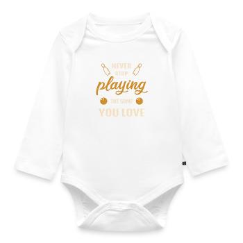 Never Stop Playing the Game Bowling Gift - Organic Longsleeve Baby Bodysuit - white - Front