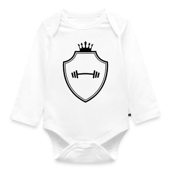 Hantel Gewichte Wappen - Baby Bio-Langarm-Body - Weiß - Vorne