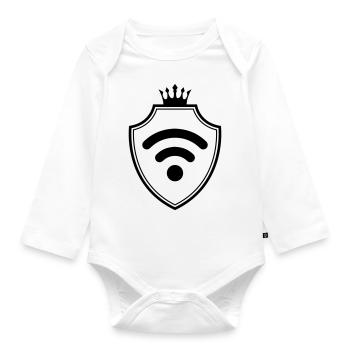 Wlan Internet Wappen - Baby Bio-Langarm-Body - Weiß - Vorne