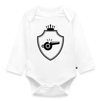 Trillerpfeife Pfeife Wappen - Baby Bio-Langarm-Body - Weiß - Vorne