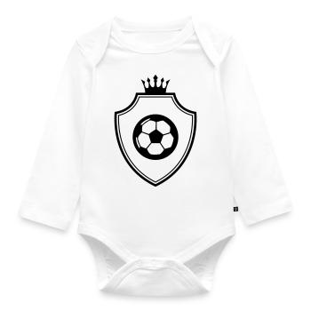 Football crest - Organic Longsleeve Baby Bodysuit - white - Front