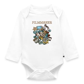 Filmmaker- Funny filmmakers and videographers - Organic Longsleeve Baby Bodysuit - white - Front