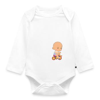 Bébé Cycliste Citation Marrante Pour Naissance - Body Bébé bio manches longues - blanc - Devant