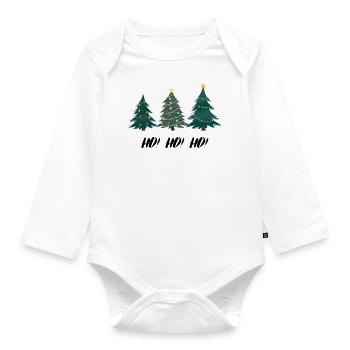 HOHOHO Weihnachtsbaum - Baby Bio-Langarm-Body - Weiß - Vorne