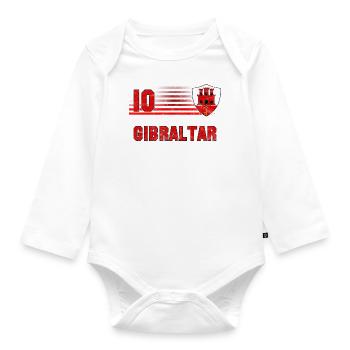 Gibraltar Fußball Mannschaft - Baby Bio-Langarm-Body - Weiß - Vorne