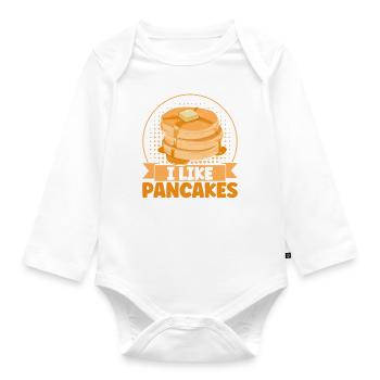 Pancakes Day Breakfast Pancakes Pancakes Pancakes - Organic Longsleeve Baby Bodysuit - white - Front