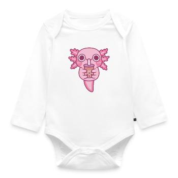 Süßer kleiner Axolotl Trinkblasentee - Baby Bio-Langarm-Body - Weiß - Vorne